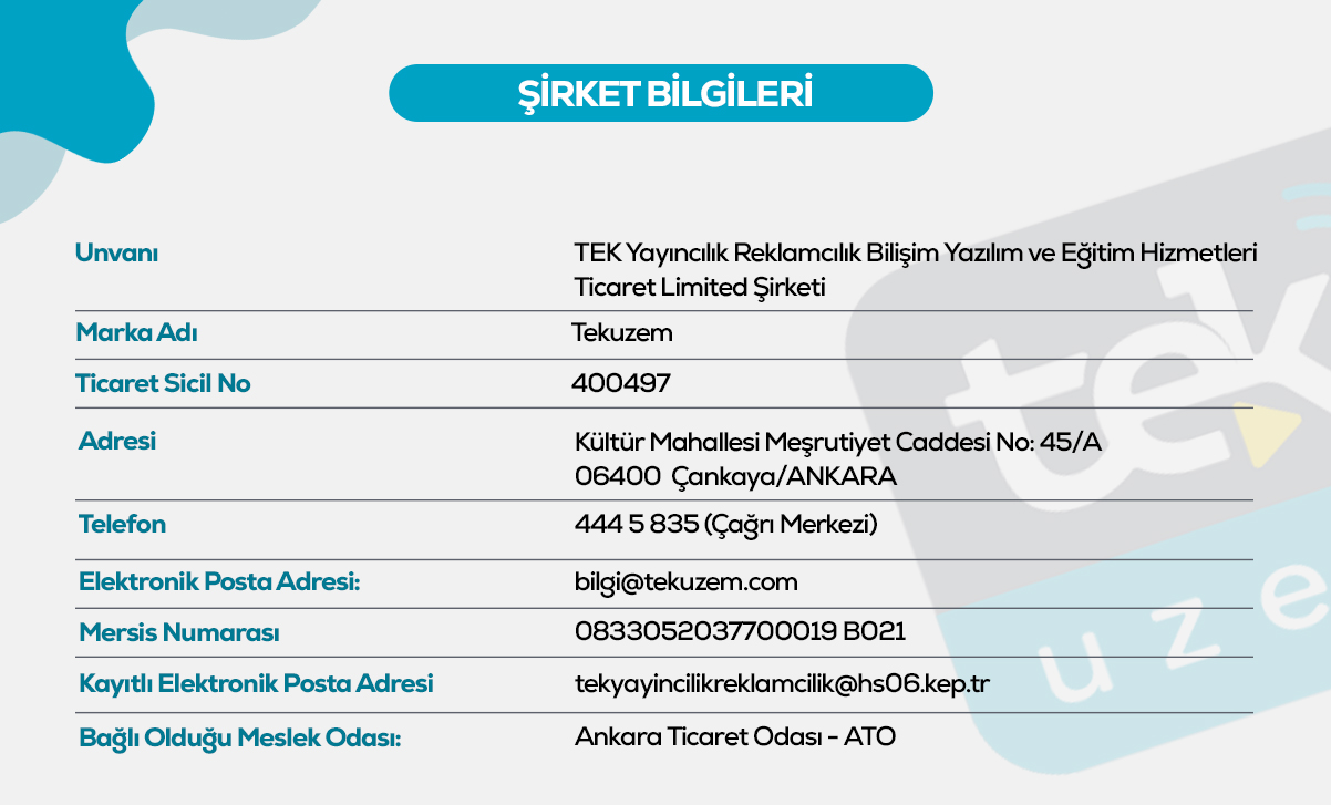 Tekuzem Şirket Bilgileri